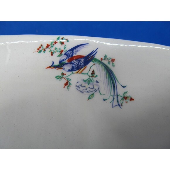 Bird Of Paradise Hand Painted Small 10 1/8" Centerpiece Or Fruit Stand Unmarked - Picture 4 of 12